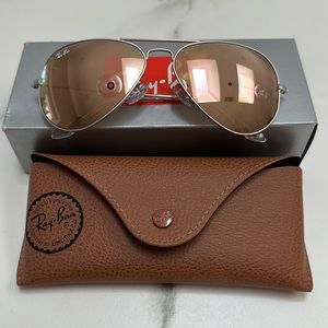 Ray Ban Aviator Large Metal - matte silver , light brown mirror pink 0RB3025